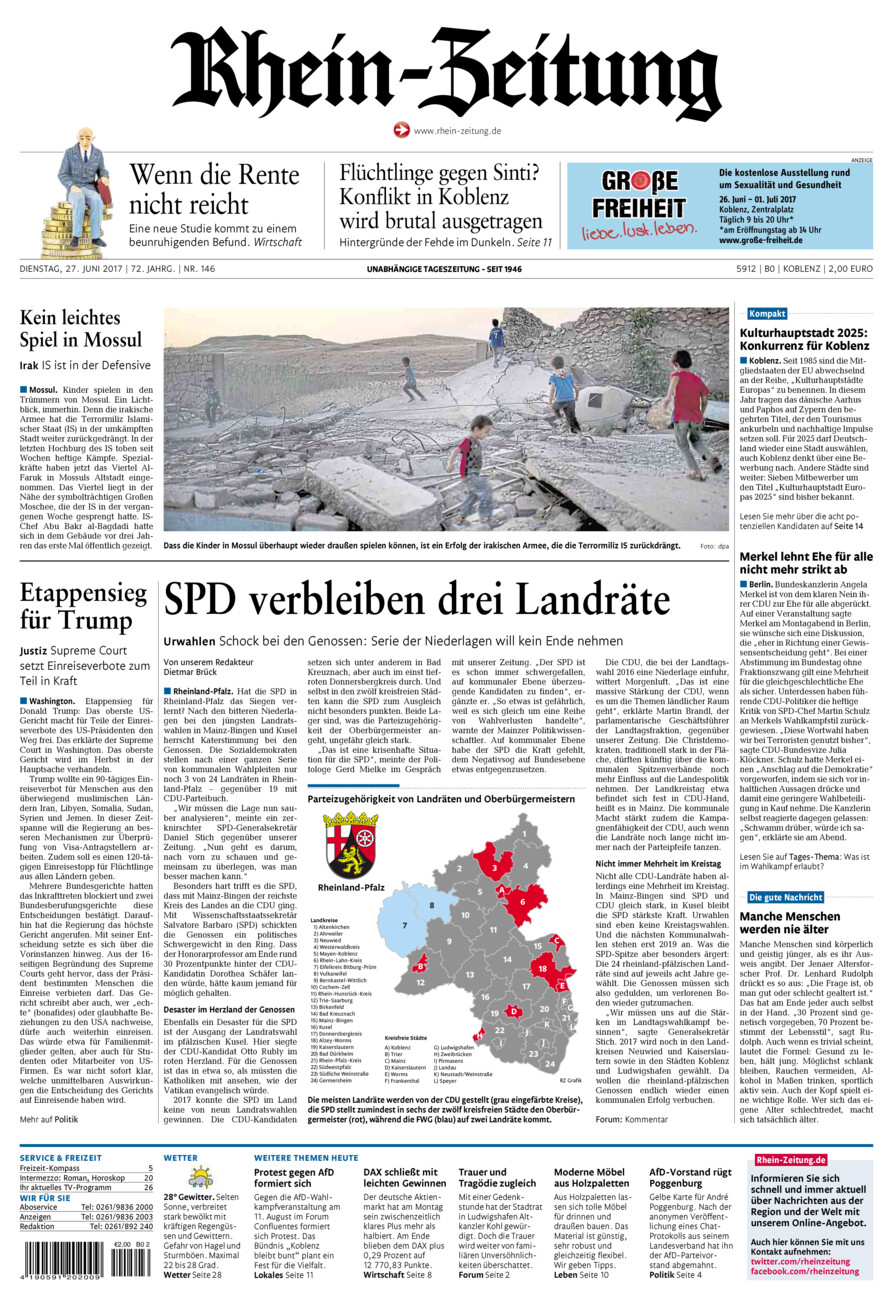 Rhein-Zeitung Koblenz & Region vom Dienstag, 27.06.2017