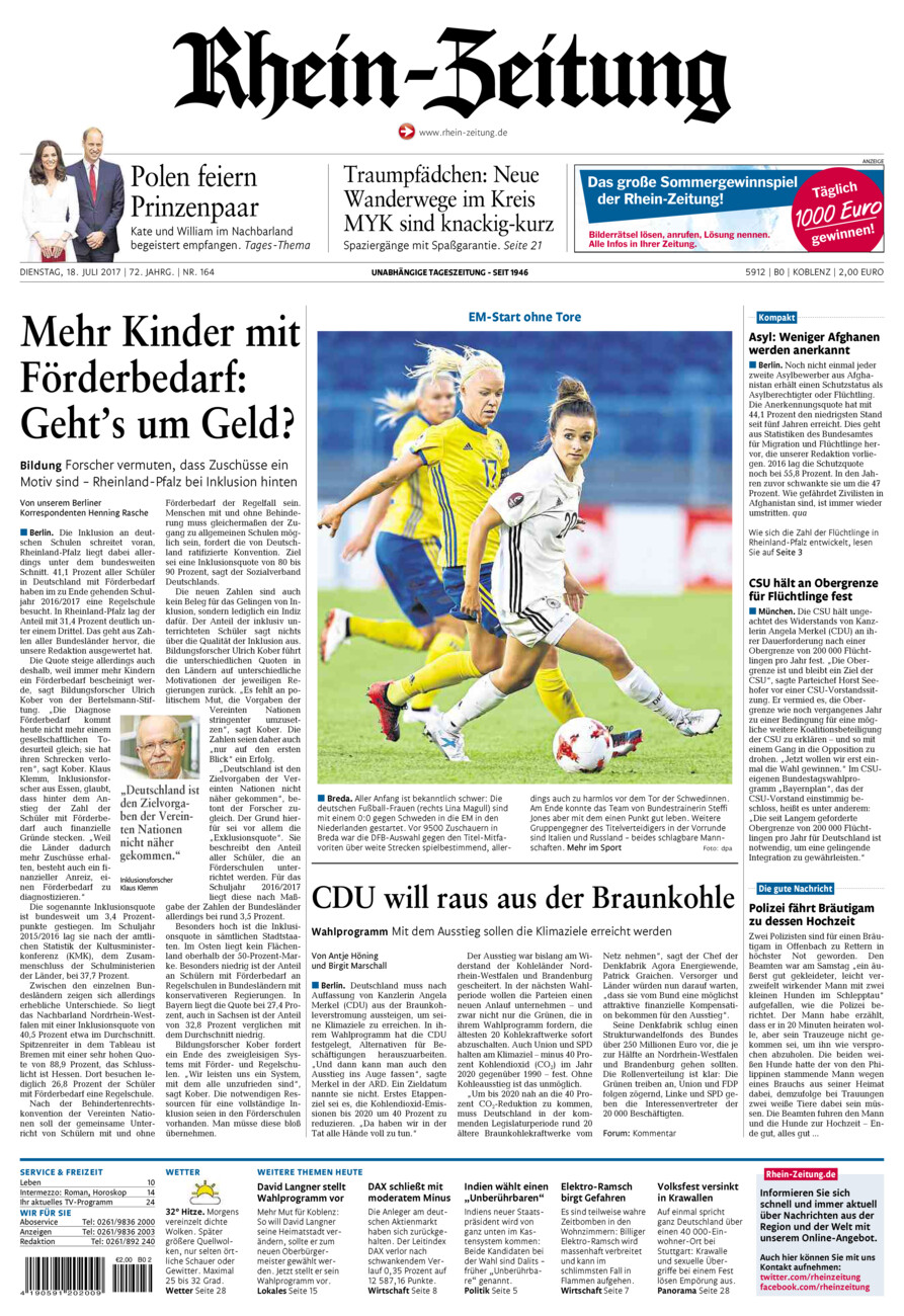 Rhein-Zeitung Koblenz & Region vom Dienstag, 18.07.2017