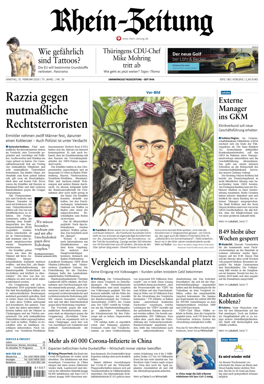 Rhein-Zeitung Koblenz & Region vom Samstag, 15.02.2020