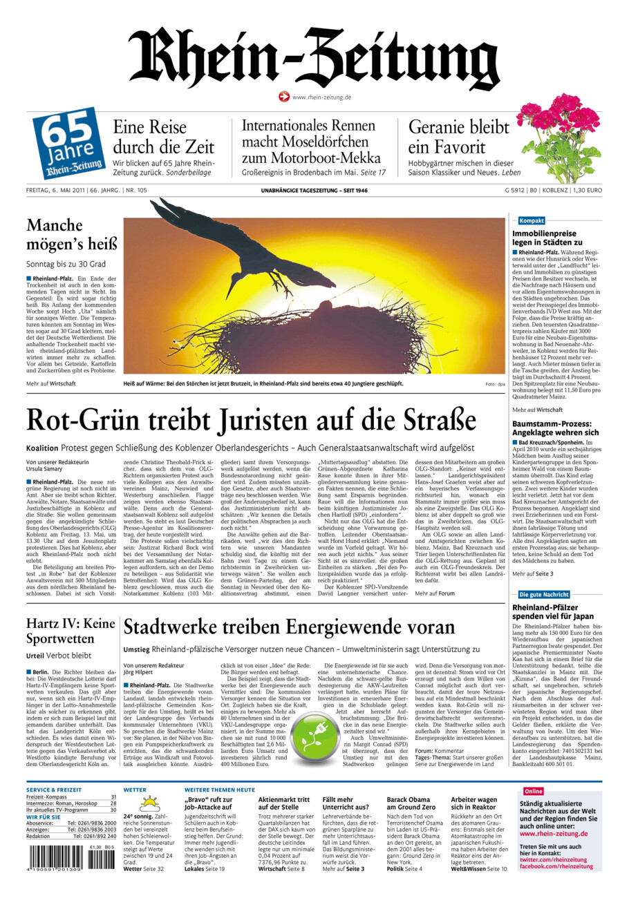 Rhein-Zeitung Koblenz & Region vom Freitag, 06.05.2011