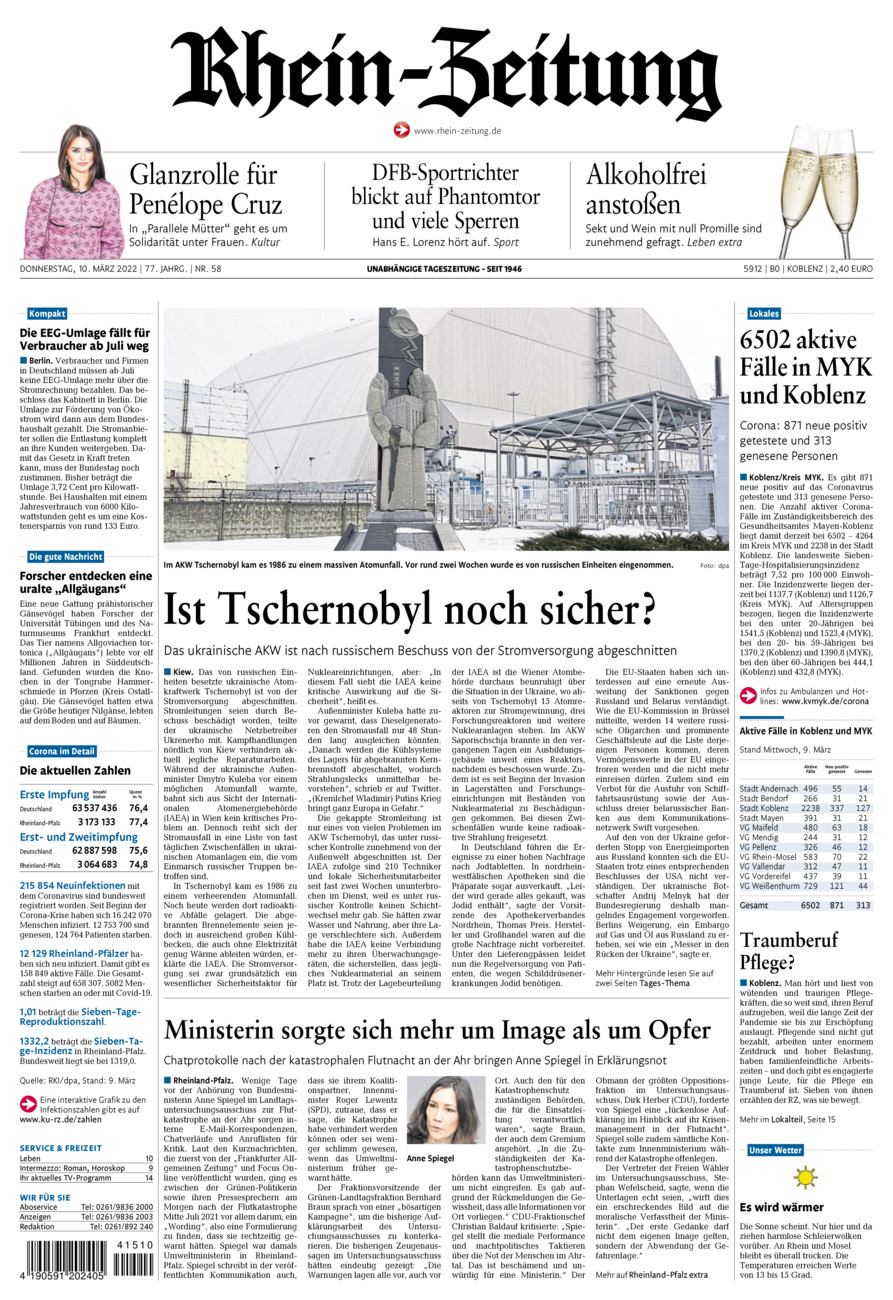 Rhein-Zeitung Koblenz & Region vom Donnerstag, 10.03.2022