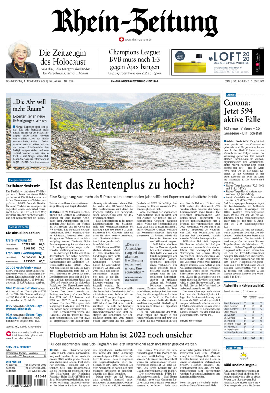 Rhein-Zeitung Koblenz & Region vom Donnerstag, 04.11.2021