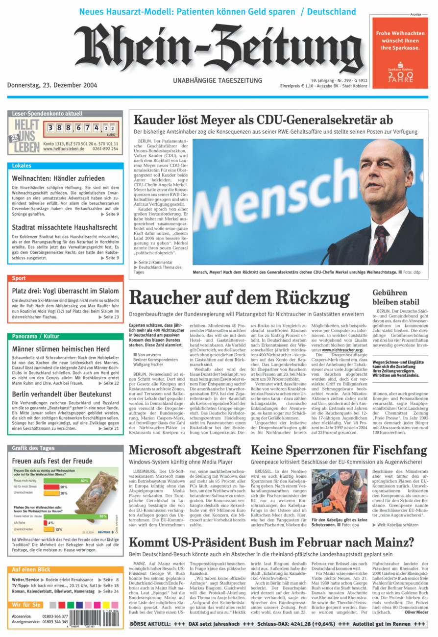 Rhein-Zeitung Koblenz & Region vom Donnerstag, 23.12.2004