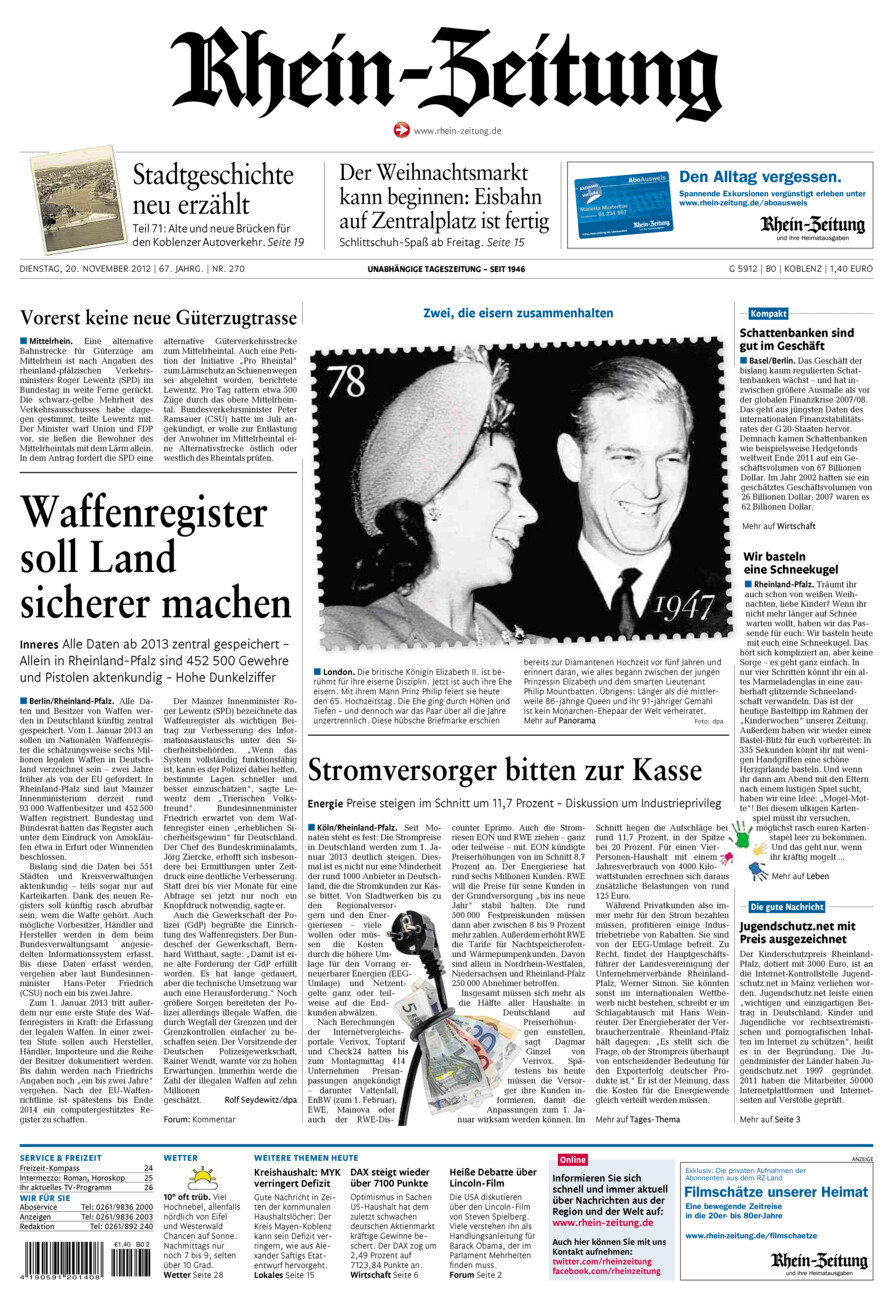 Rhein-Zeitung Koblenz & Region vom Dienstag, 20.11.2012