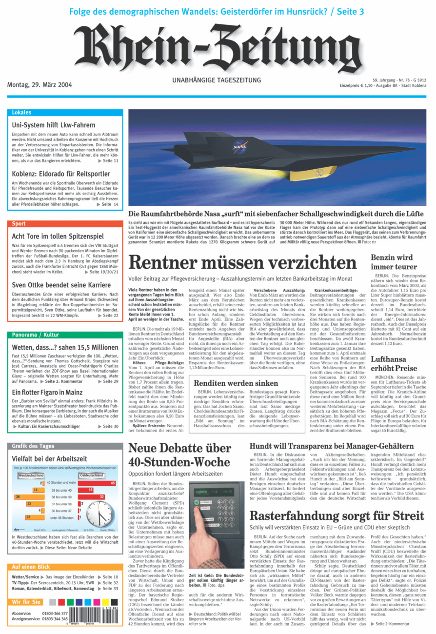 Rhein-Zeitung Koblenz & Region vom Montag, 29.03.2004