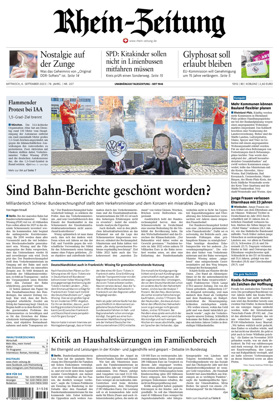 Rhein-Zeitung Koblenz & Region vom Mittwoch, 06.09.2023