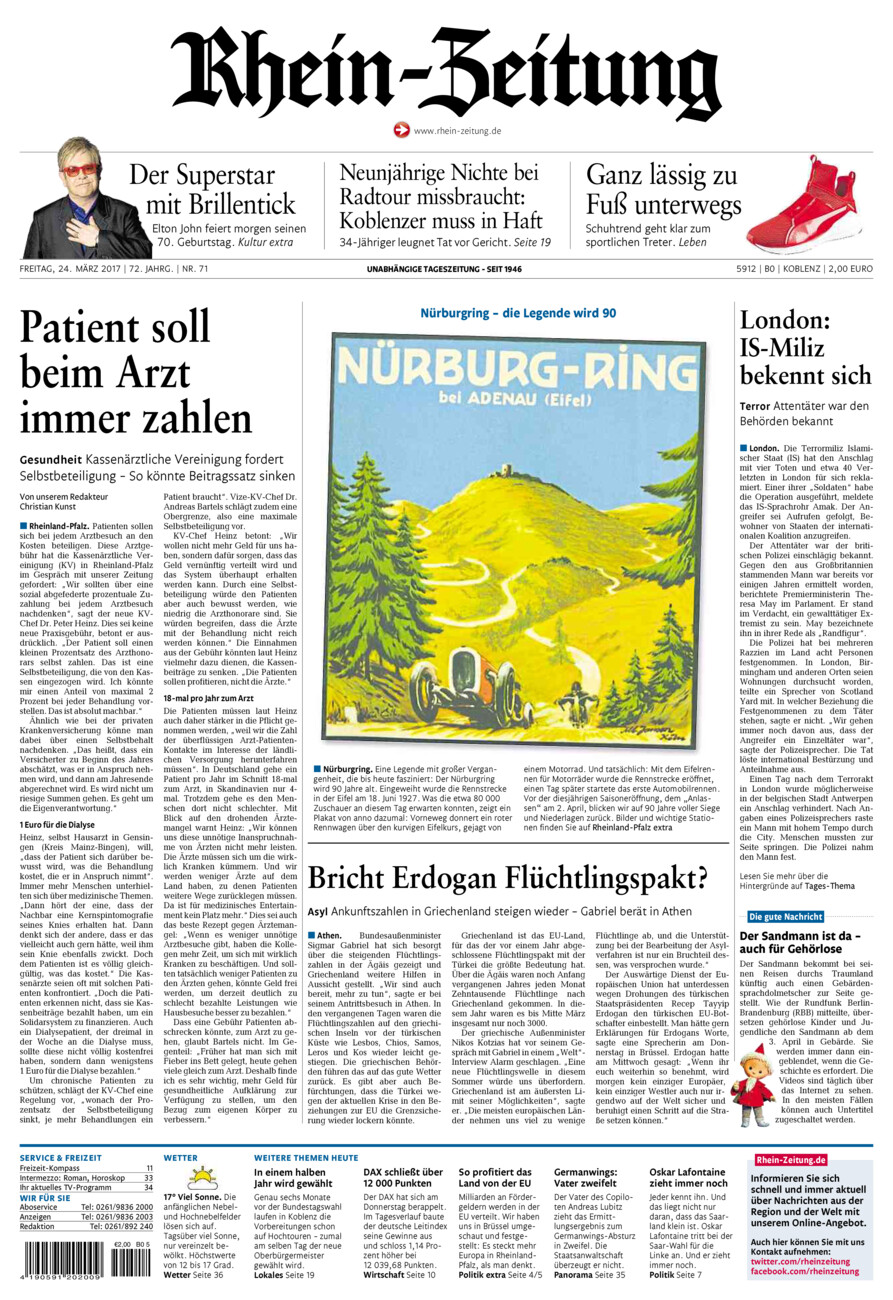 Rhein-Zeitung Koblenz & Region vom Freitag, 24.03.2017