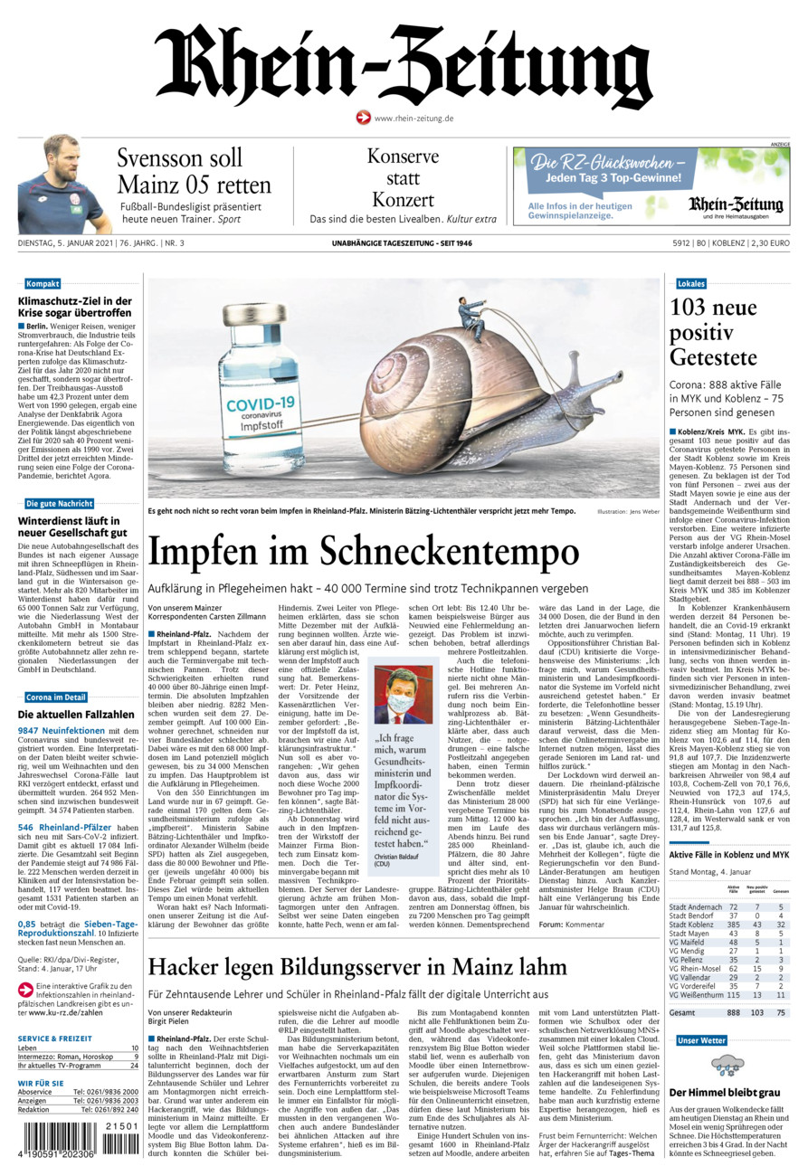 Rhein-Zeitung Koblenz & Region vom Dienstag, 05.01.2021