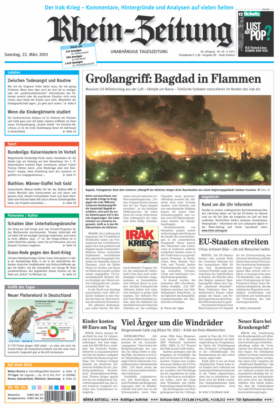 Rhein-Zeitung Koblenz & Region vom Samstag, 22.03.2003