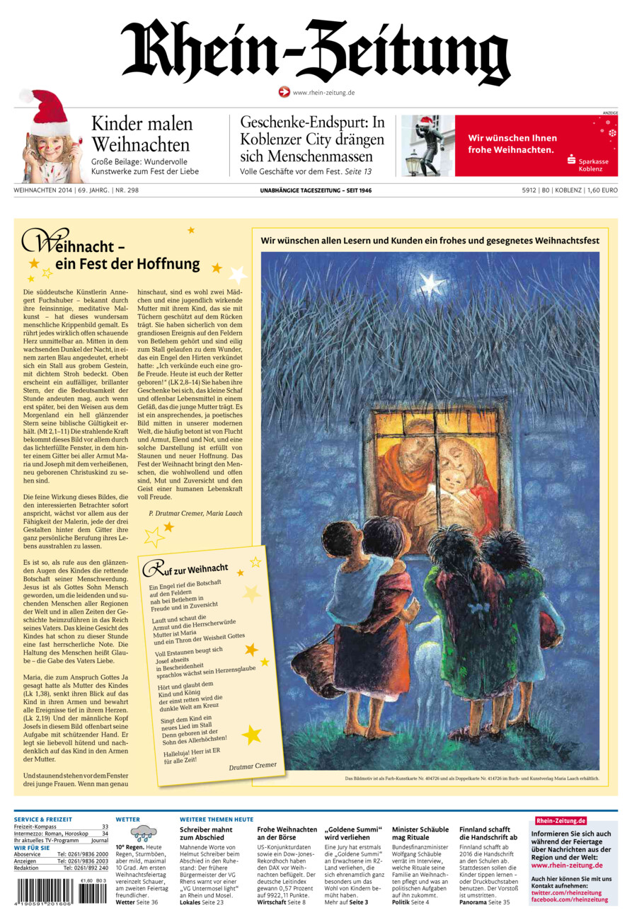 Rhein-Zeitung Koblenz & Region vom Mittwoch, 24.12.2014