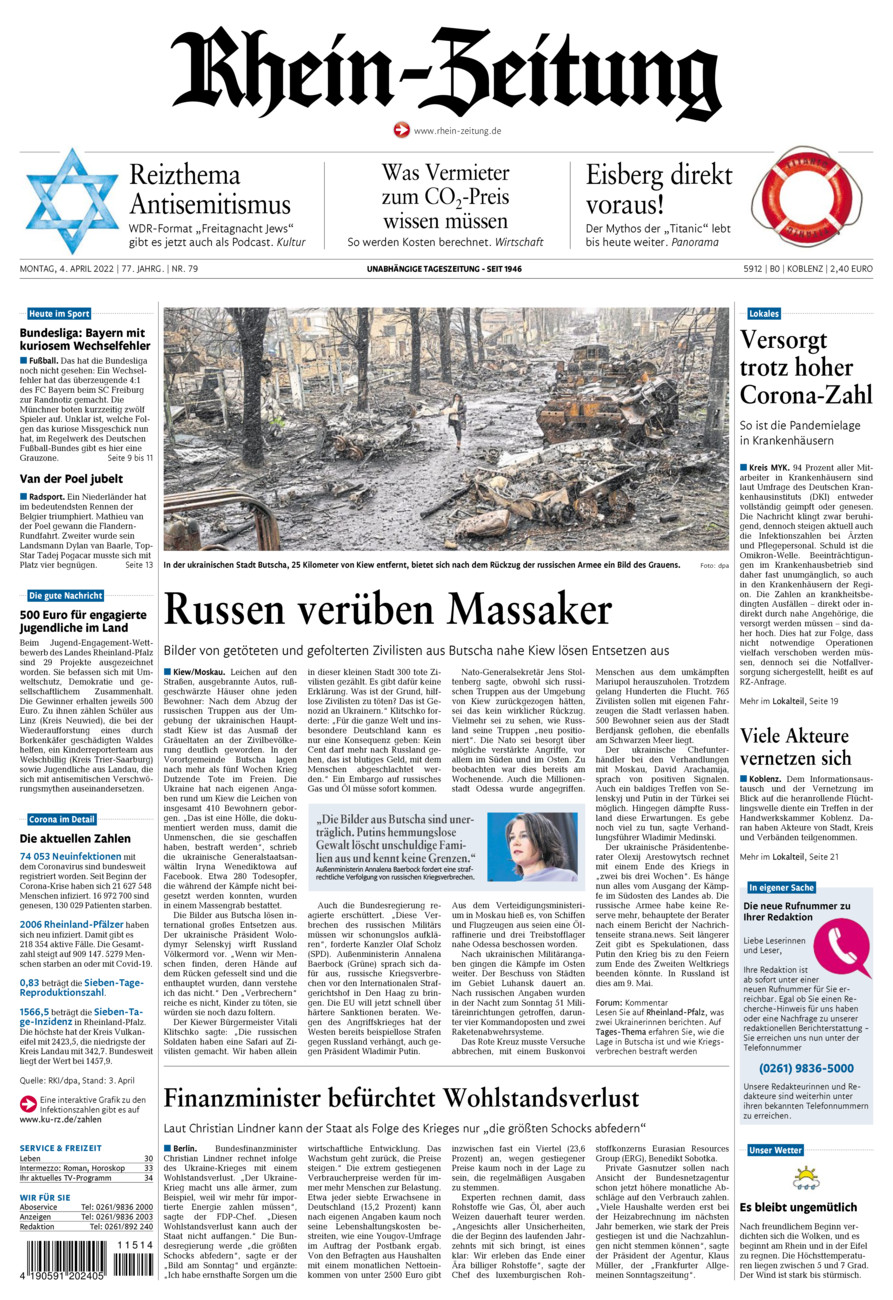 Rhein-Zeitung Koblenz & Region vom Montag, 04.04.2022