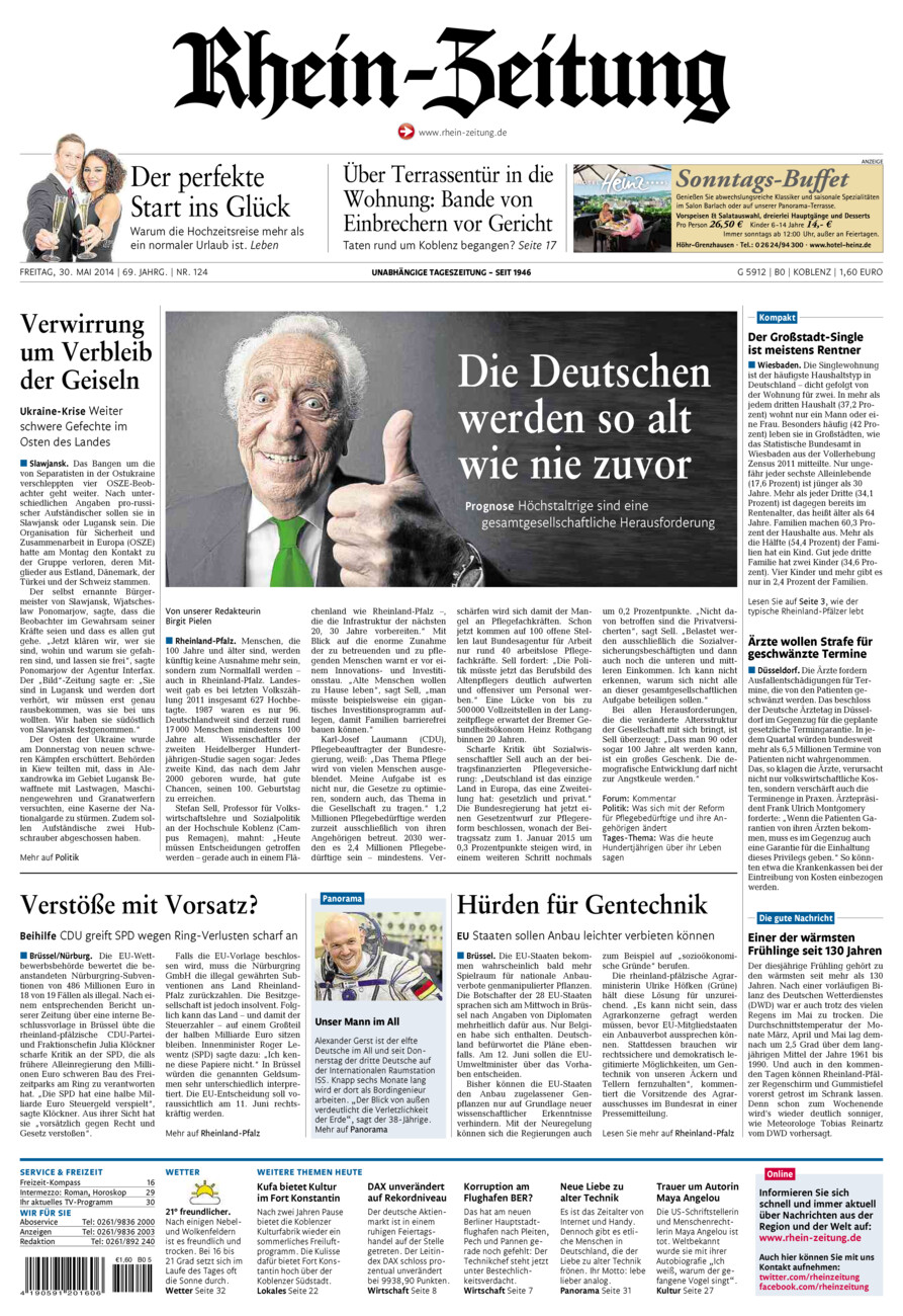 Rhein-Zeitung Koblenz & Region vom Freitag, 30.05.2014