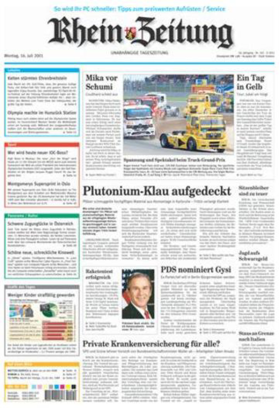 Rhein-Zeitung Koblenz & Region vom Montag, 16.07.2001