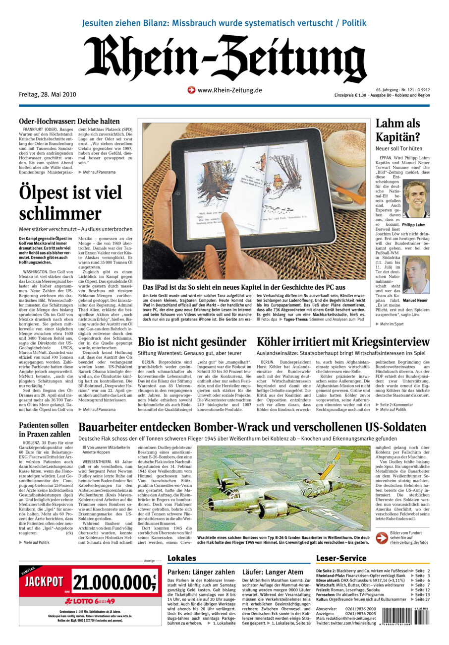 Rhein-Zeitung Koblenz & Region vom Freitag, 28.05.2010