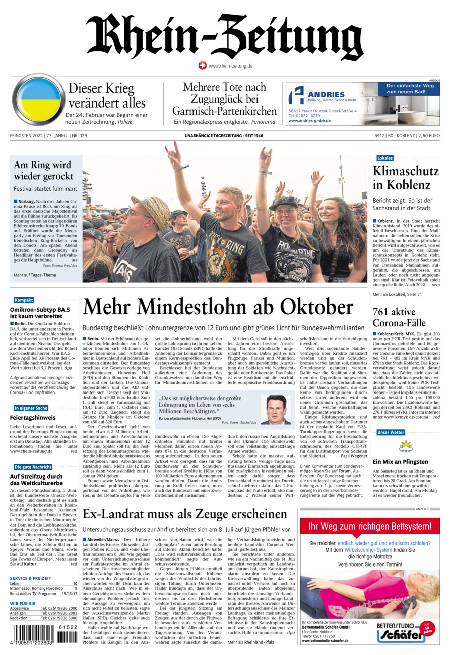 Rhein-Zeitung Koblenz & Region vom Samstag, 04.06.2022