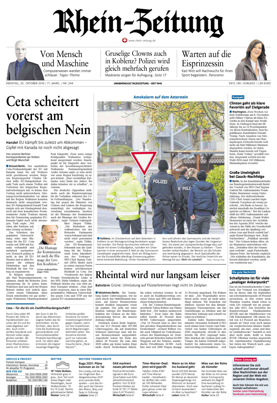 Rhein-Zeitung Koblenz & Region vom Dienstag, 25.10.2016