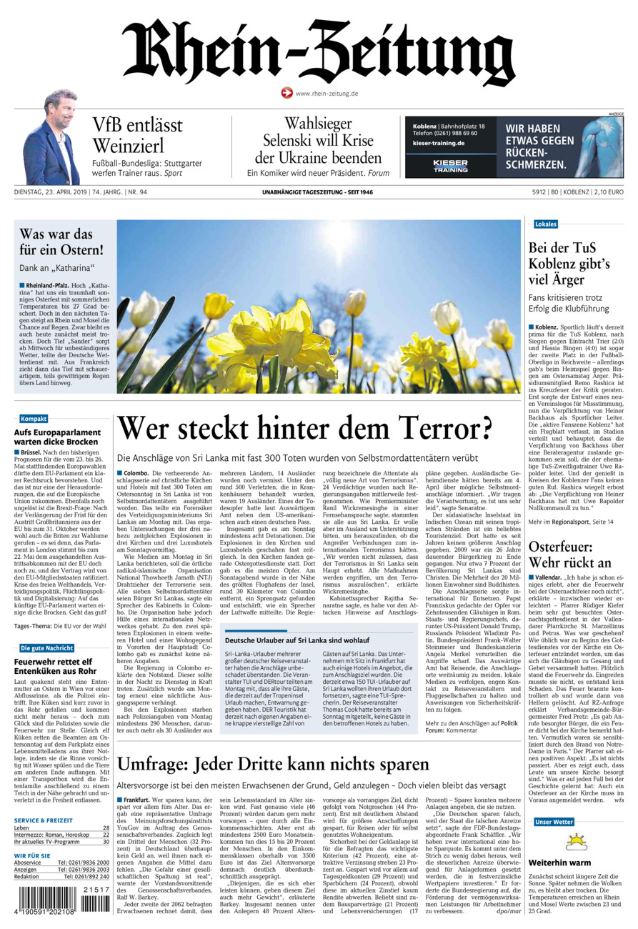 Rhein-Zeitung Koblenz & Region vom Dienstag, 23.04.2019