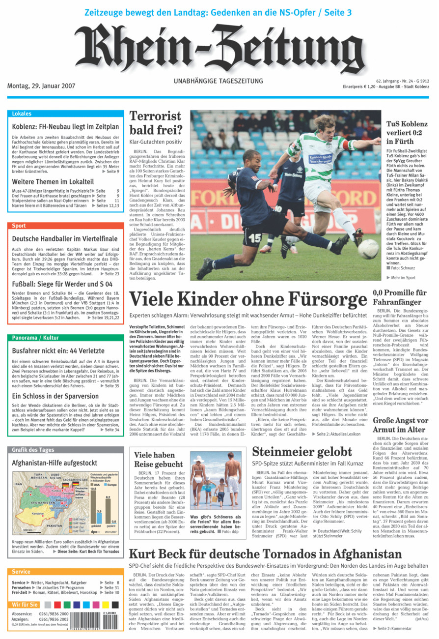 Rhein-Zeitung Koblenz & Region vom Montag, 29.01.2007