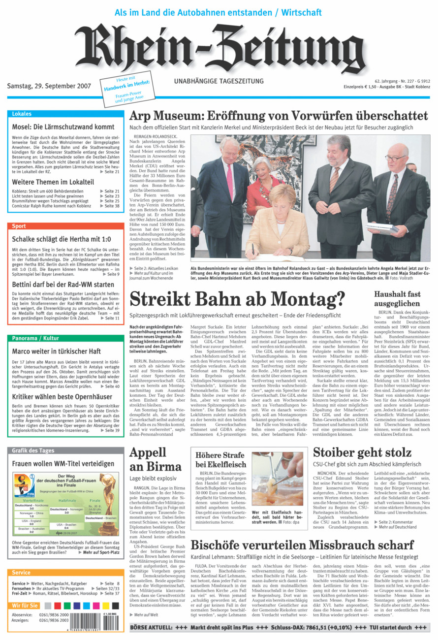 Rhein-Zeitung Koblenz & Region vom Samstag, 29.09.2007