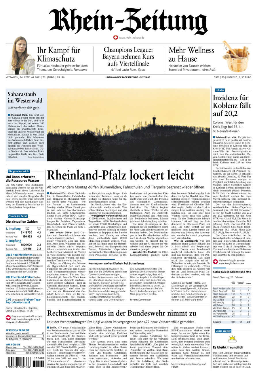 Rhein-Zeitung Koblenz & Region vom Mittwoch, 24.02.2021