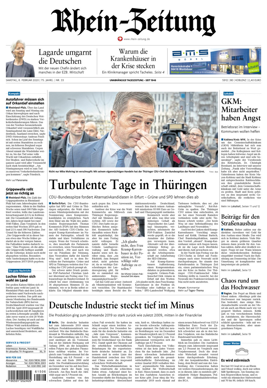 Rhein-Zeitung Koblenz & Region vom Samstag, 08.02.2020
