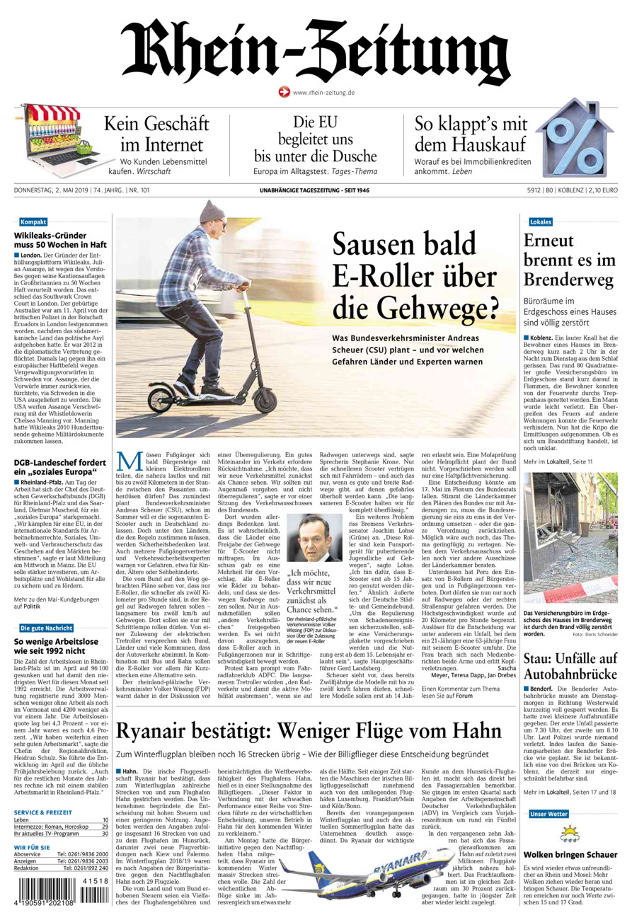 Rhein-Zeitung Koblenz & Region vom Donnerstag, 02.05.2019