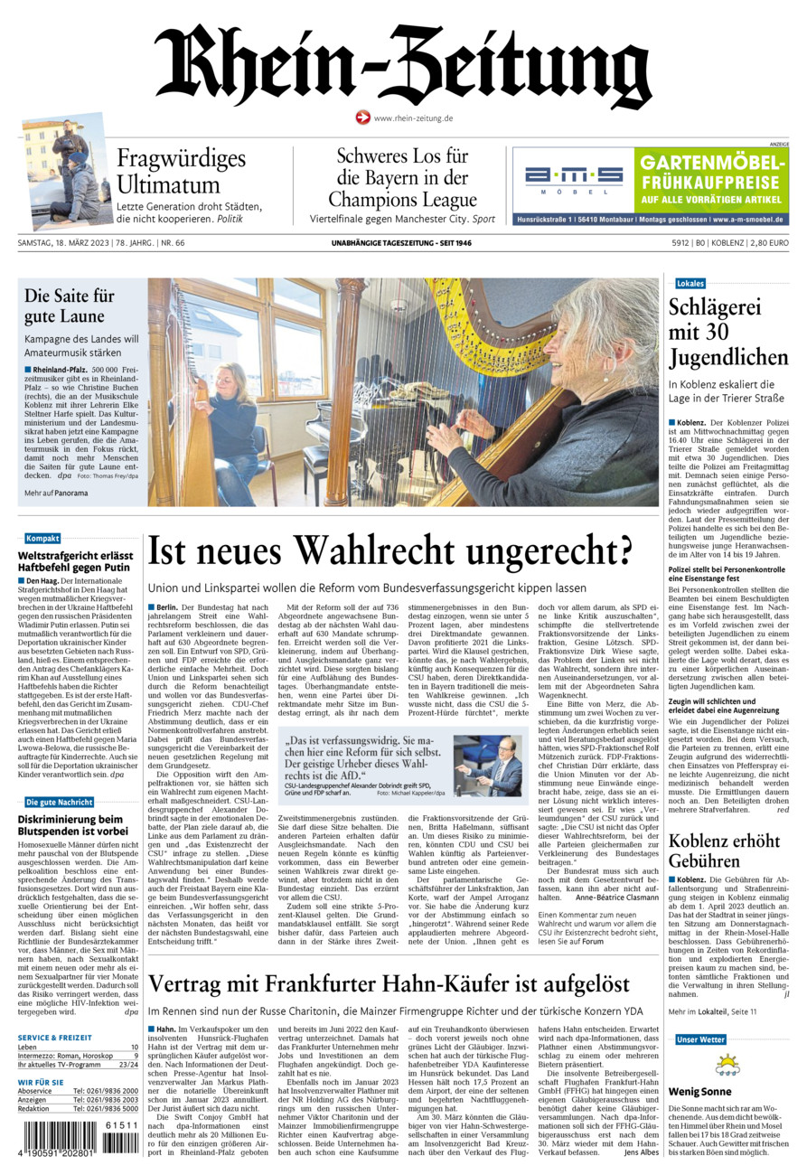 Rhein-Zeitung Koblenz & Region vom Samstag, 18.03.2023