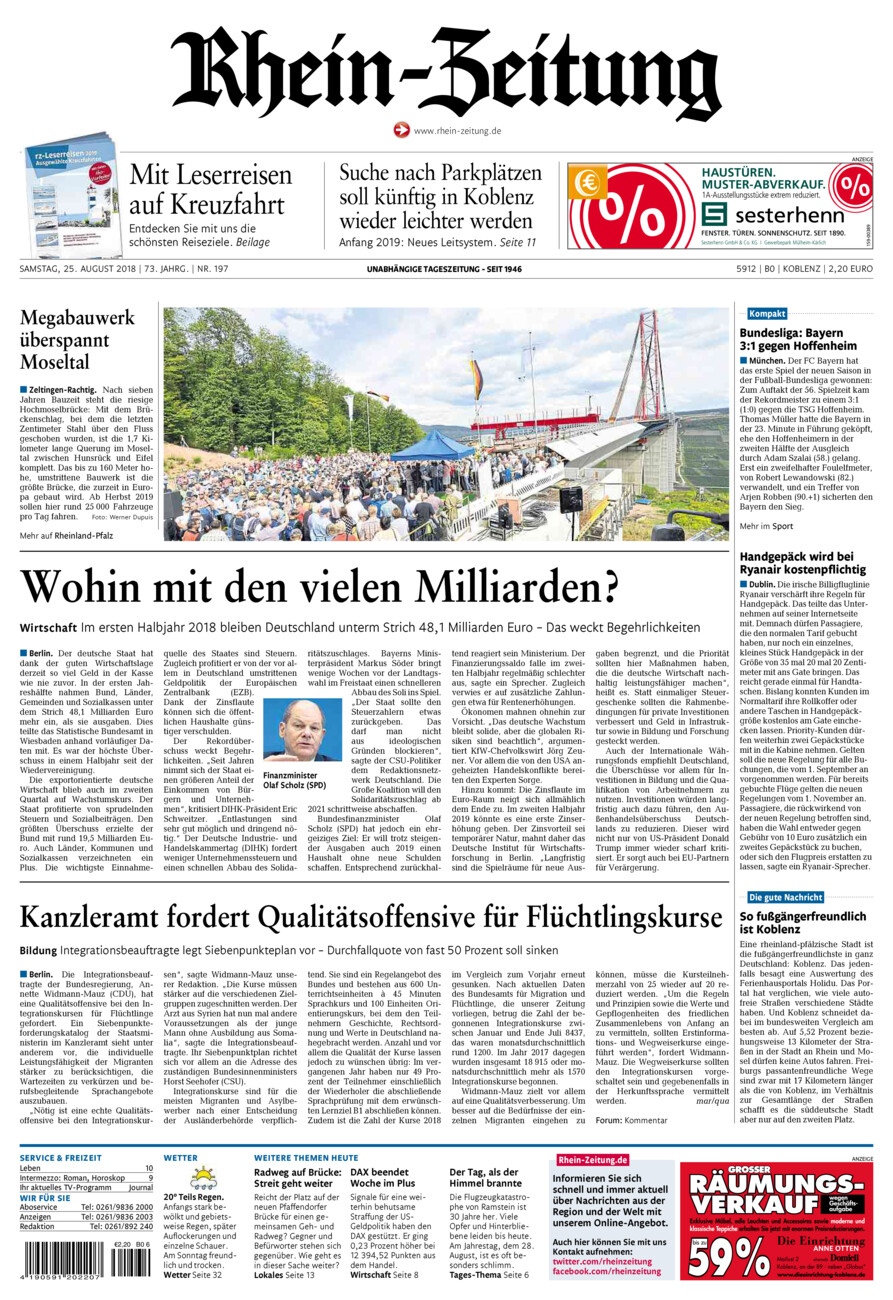 Rhein-Zeitung Koblenz & Region vom Samstag, 25.08.2018