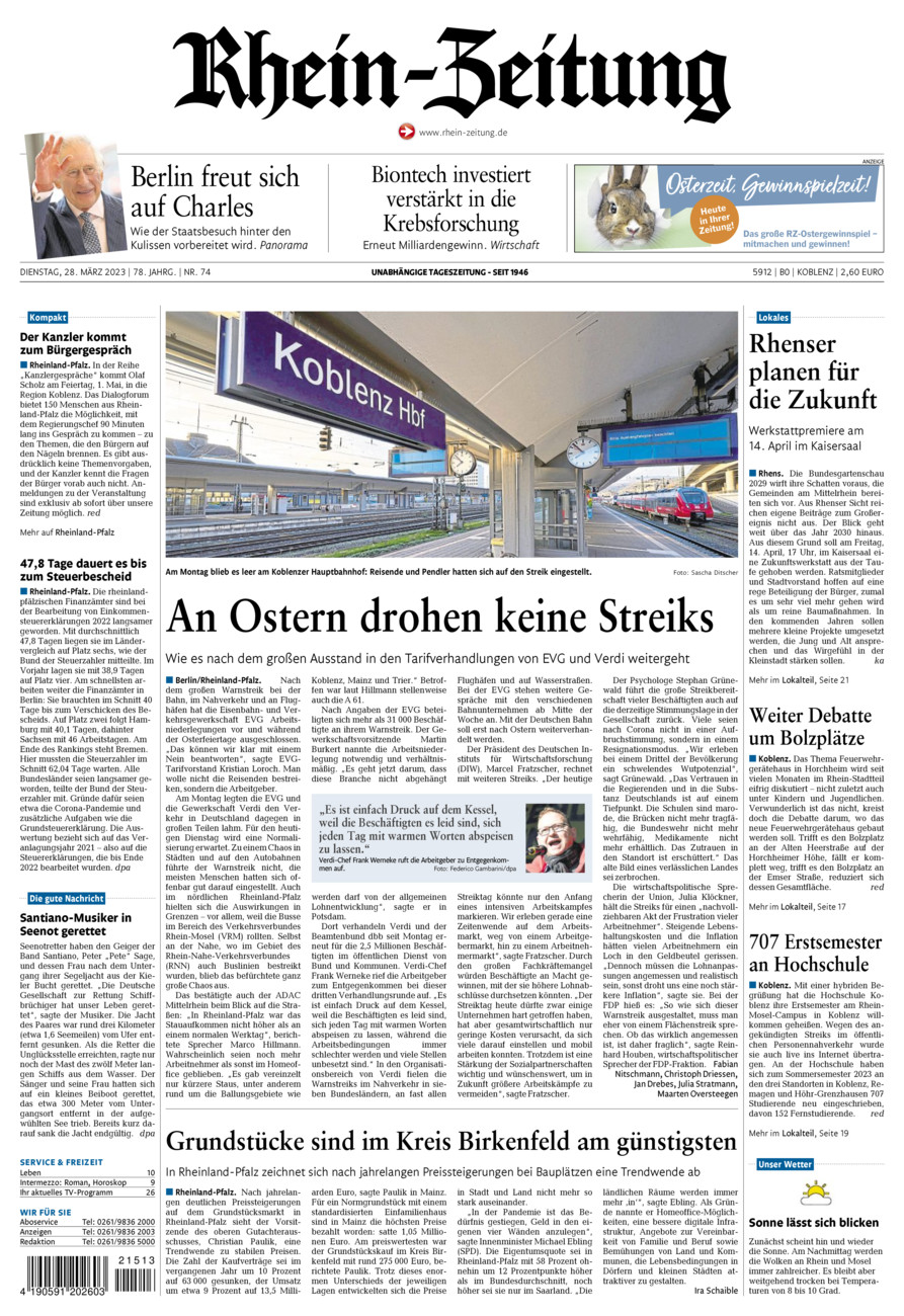 Rhein-Zeitung Koblenz & Region vom Dienstag, 28.03.2023
