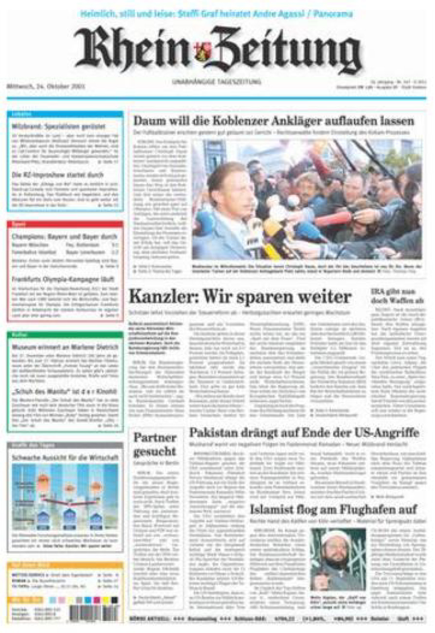 Rhein-Zeitung Koblenz & Region vom Mittwoch, 24.10.2001
