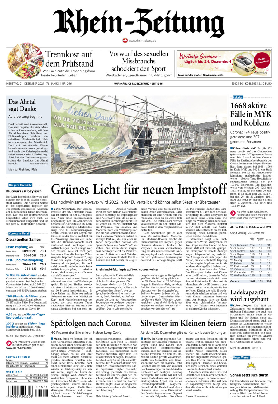Rhein-Zeitung Koblenz & Region vom Dienstag, 21.12.2021