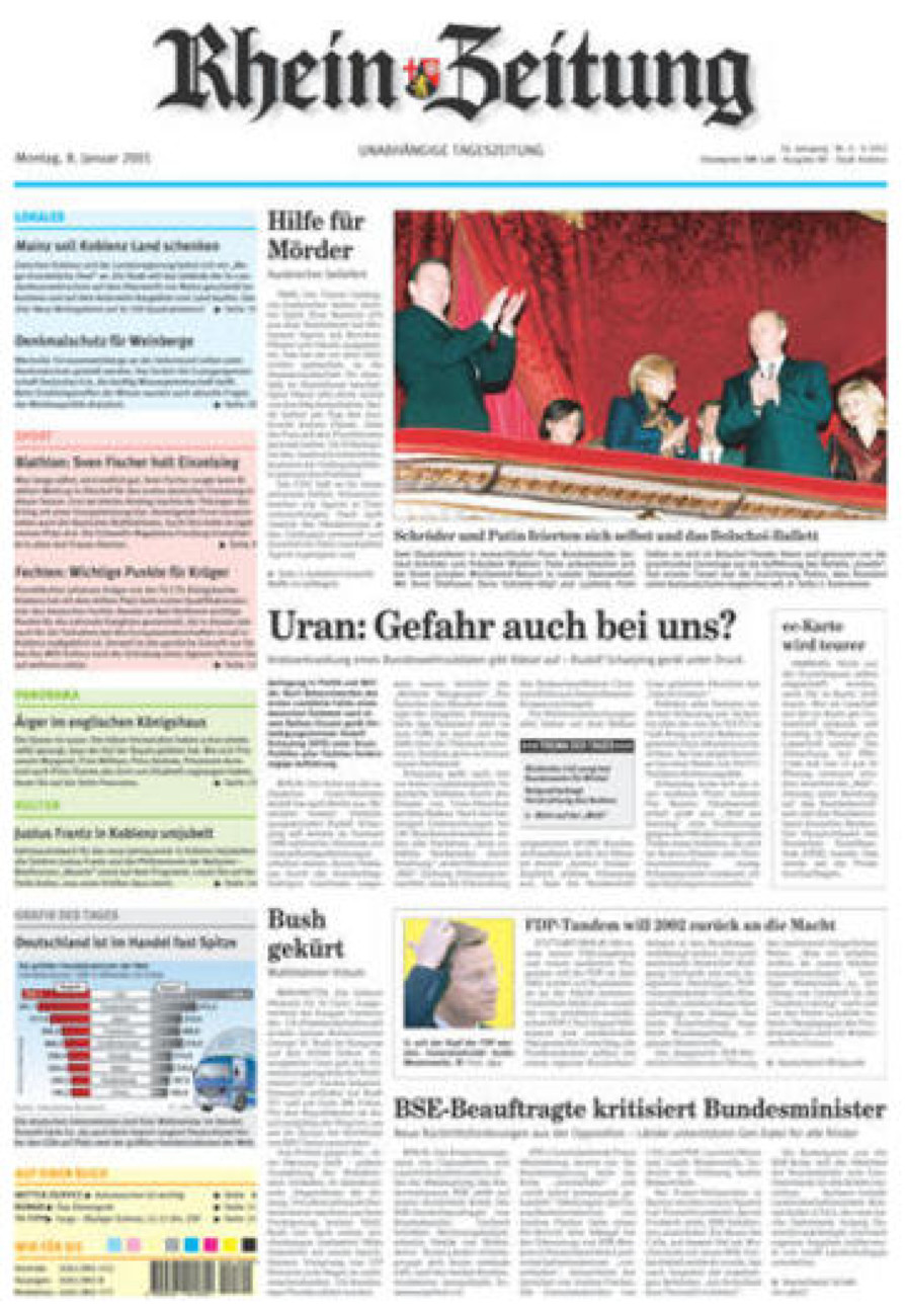 Rhein-Zeitung Koblenz & Region vom Montag, 08.01.2001