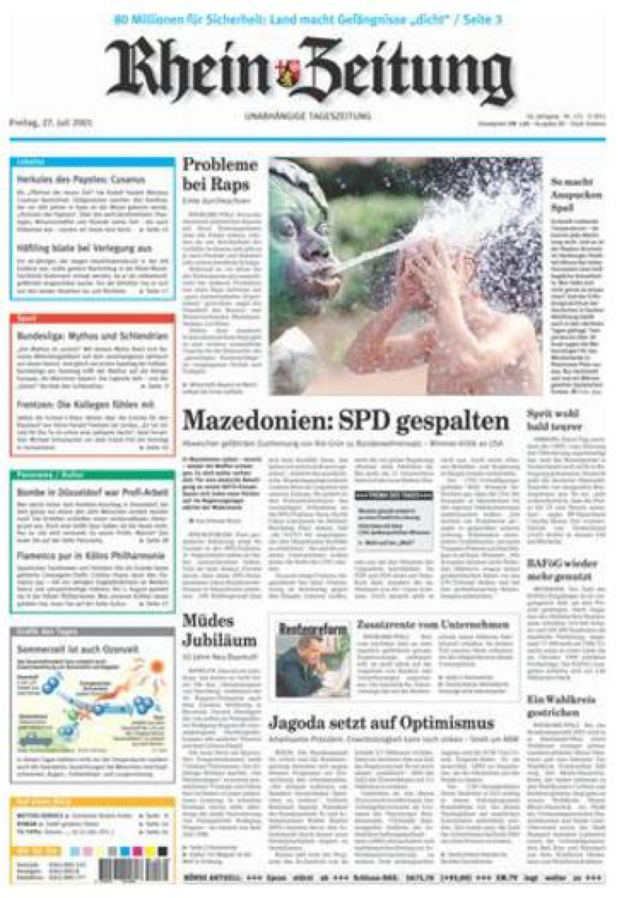 Rhein-Zeitung Koblenz & Region vom Freitag, 27.07.2001