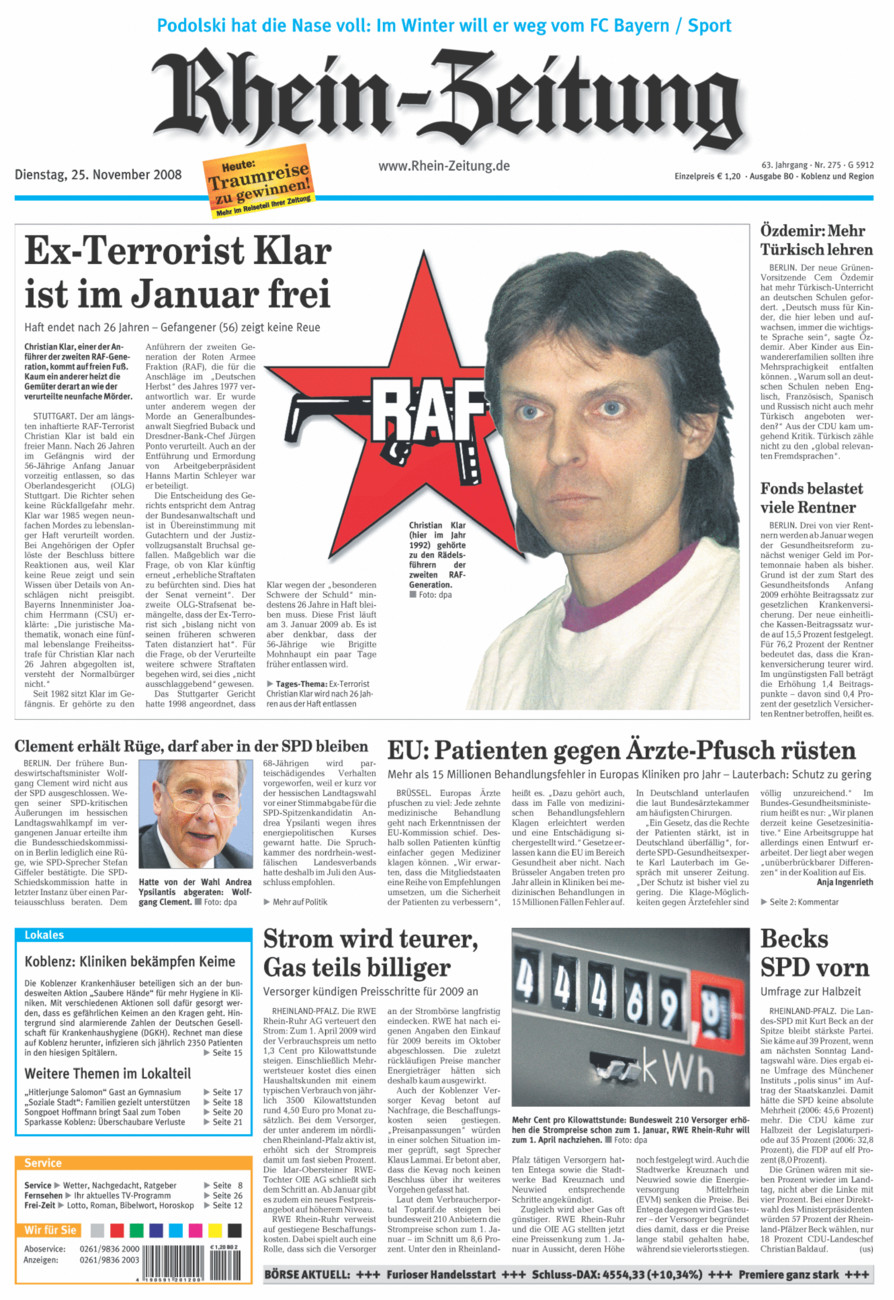 Rhein-Zeitung Koblenz & Region vom Dienstag, 25.11.2008