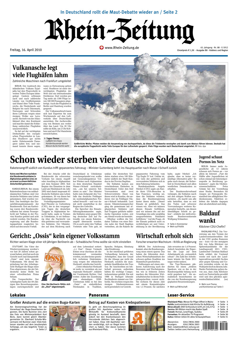 Rhein-Zeitung Koblenz & Region vom Freitag, 16.04.2010