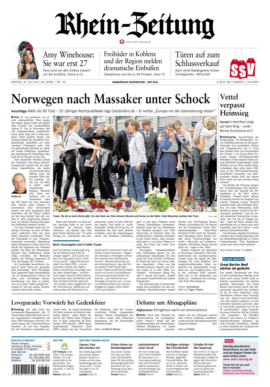 Rhein-Zeitung Koblenz & Region vom Montag, 25.07.2011