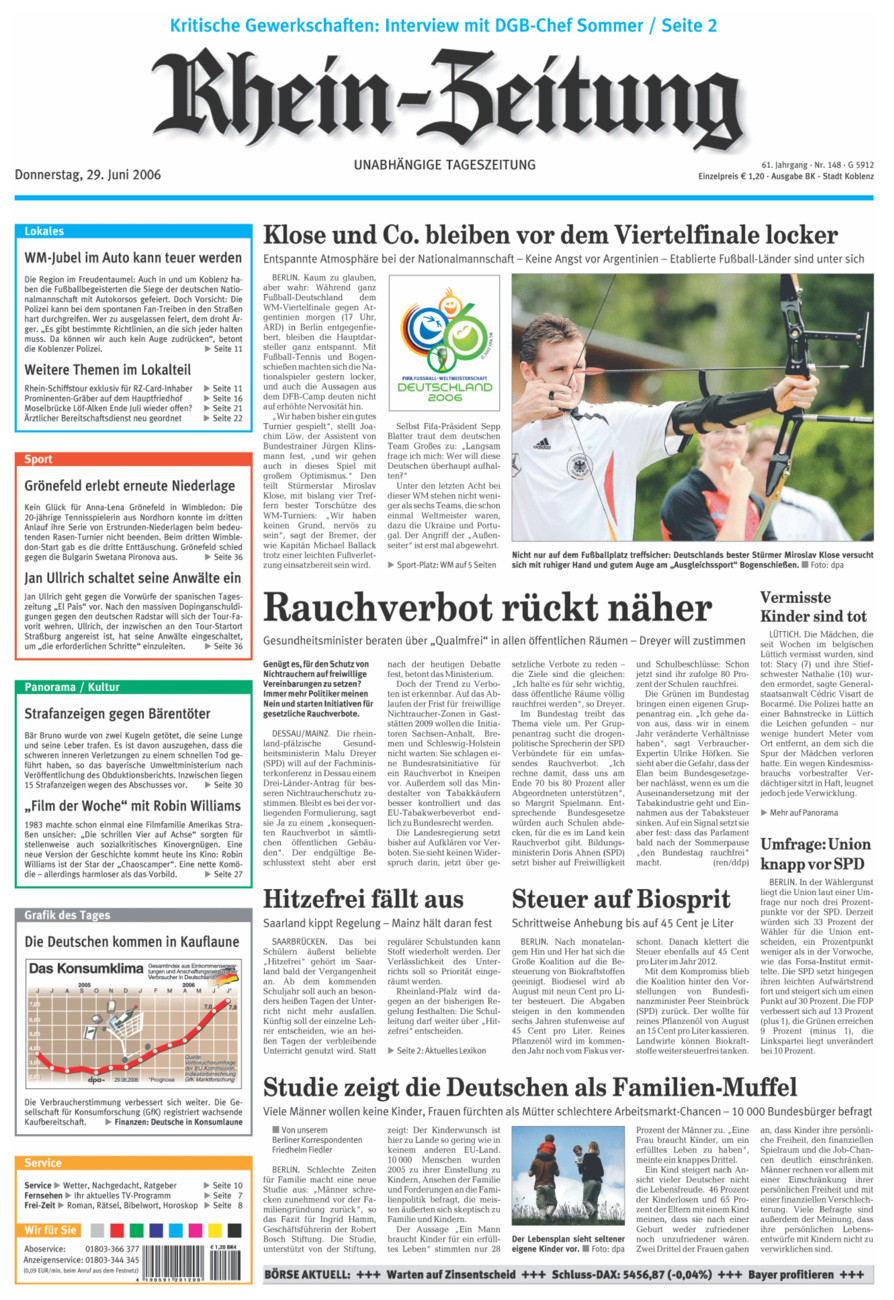 Rhein-Zeitung Koblenz & Region vom Donnerstag, 29.06.2006