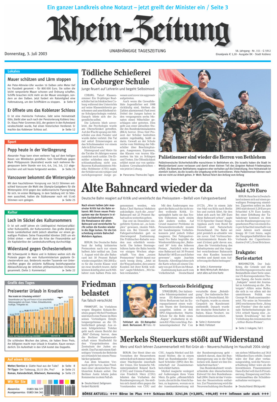 Rhein-Zeitung Koblenz & Region vom Donnerstag, 03.07.2003
