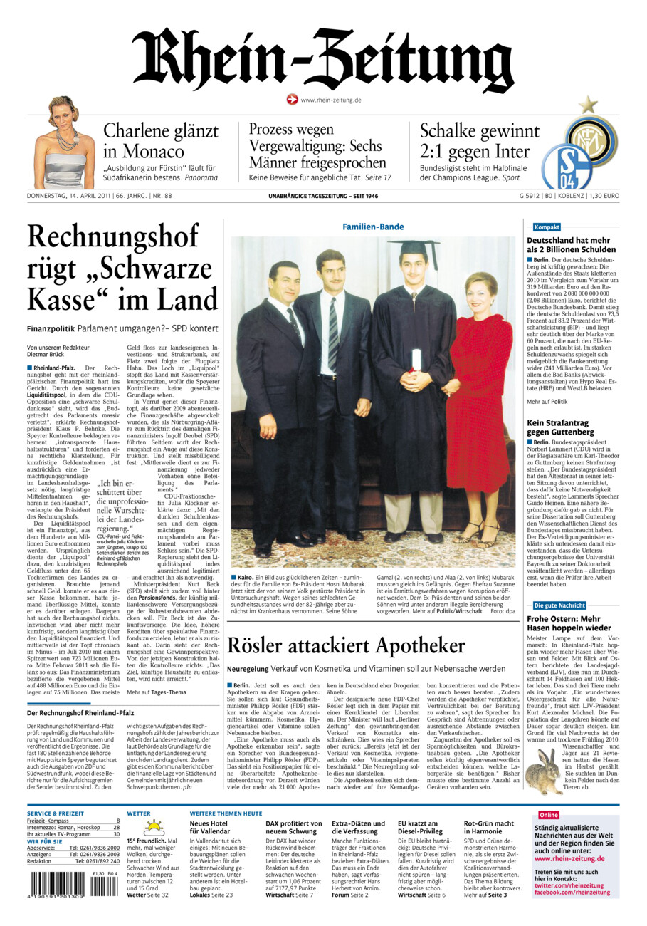 Rhein-Zeitung Koblenz & Region vom Donnerstag, 14.04.2011