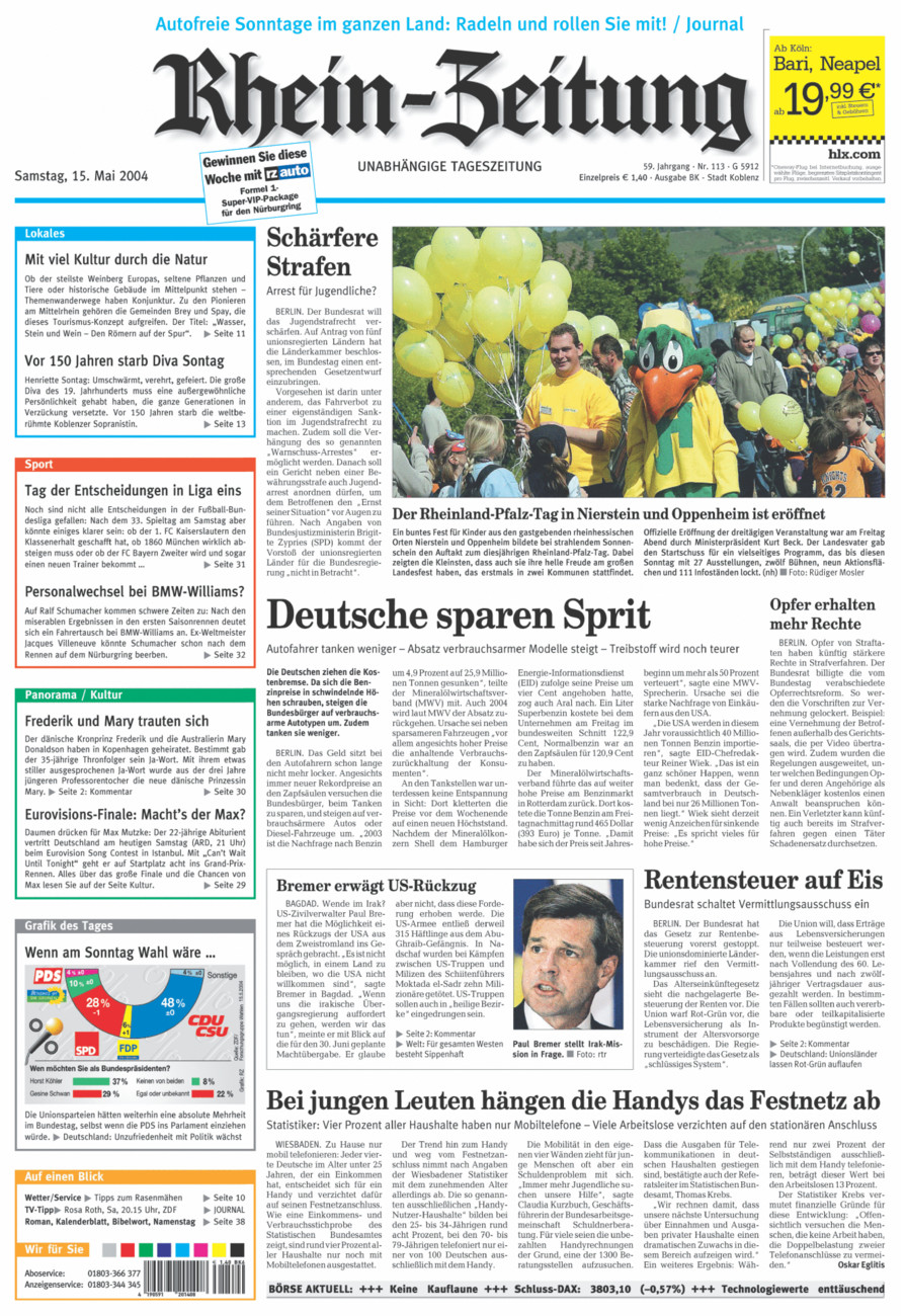 Rhein-Zeitung Koblenz & Region vom Samstag, 15.05.2004