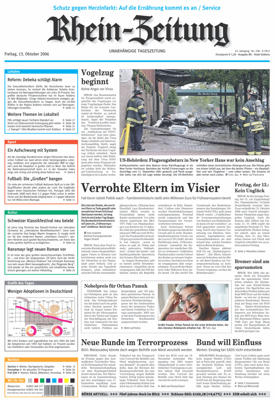 Rhein-Zeitung Koblenz & Region vom Freitag, 13.10.2006