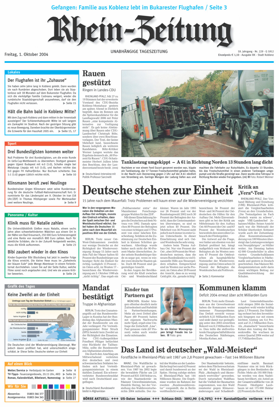 Rhein-Zeitung Koblenz & Region vom Freitag, 01.10.2004