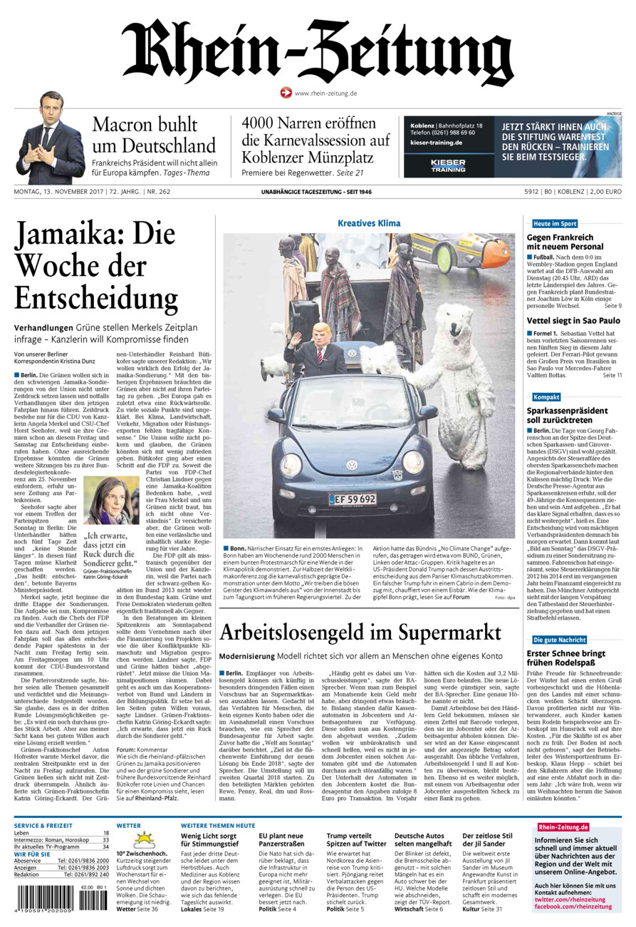 Rhein-Zeitung Koblenz & Region vom Montag, 13.11.2017