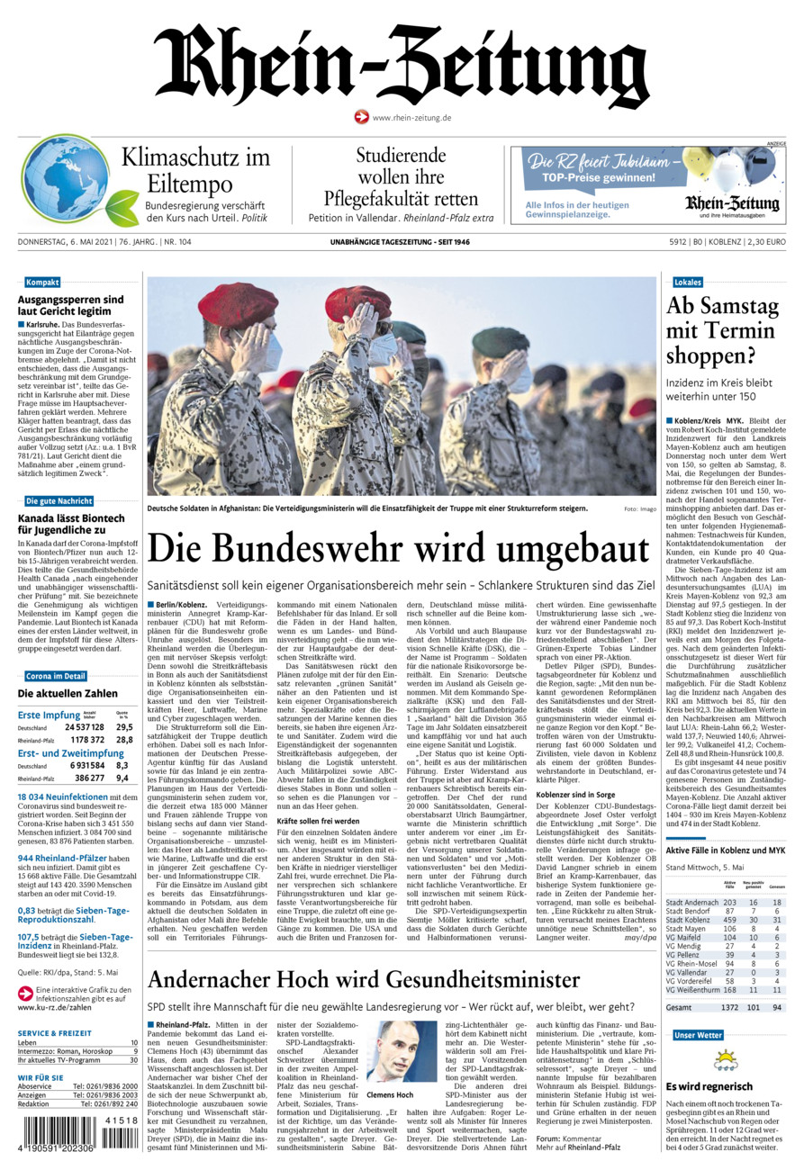 Rhein-Zeitung Koblenz & Region vom Donnerstag, 06.05.2021