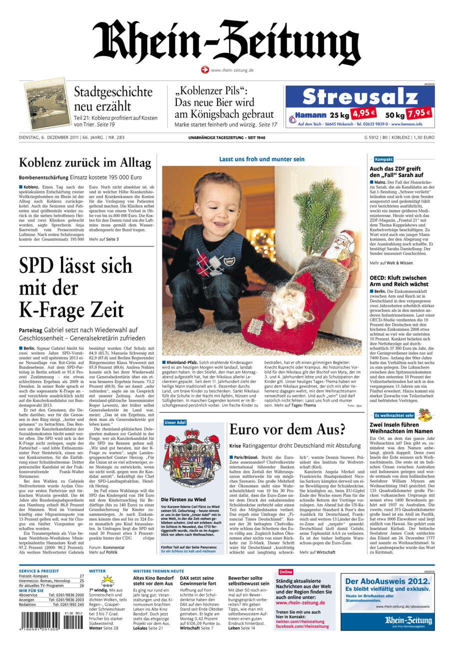 Rhein-Zeitung Koblenz & Region vom Dienstag, 06.12.2011