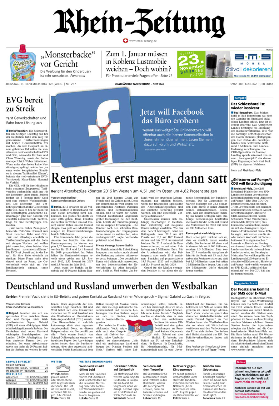 Rhein-Zeitung Koblenz & Region vom Dienstag, 18.11.2014