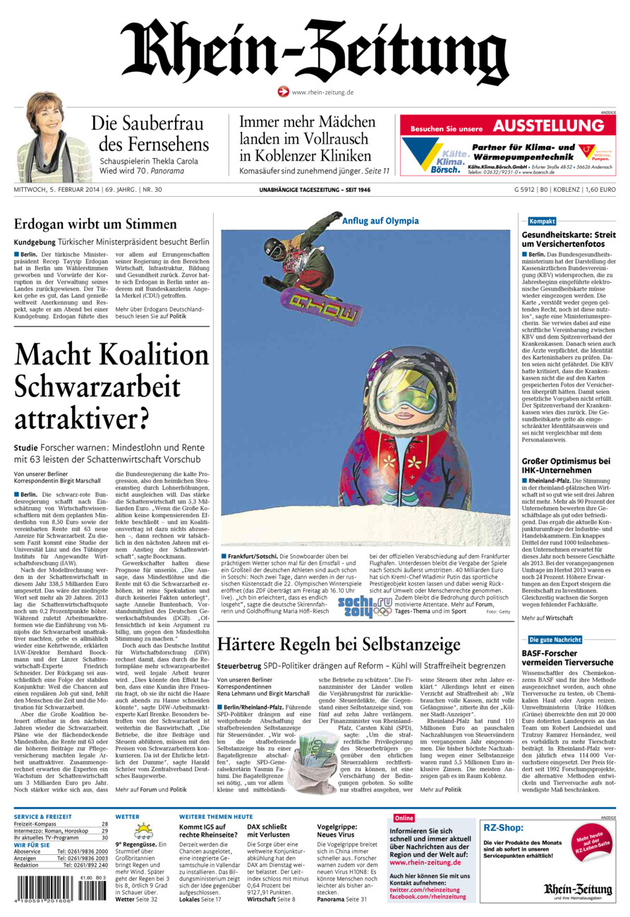 Rhein-Zeitung Koblenz & Region vom Mittwoch, 05.02.2014