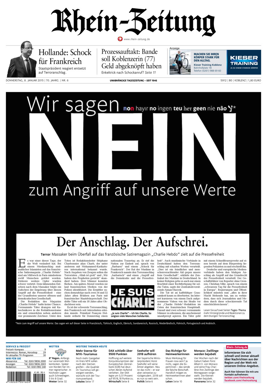 Rhein-Zeitung Koblenz & Region vom Donnerstag, 08.01.2015