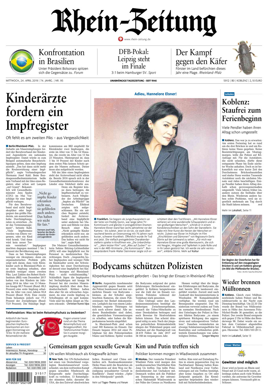 Rhein-Zeitung Koblenz & Region vom Mittwoch, 24.04.2019