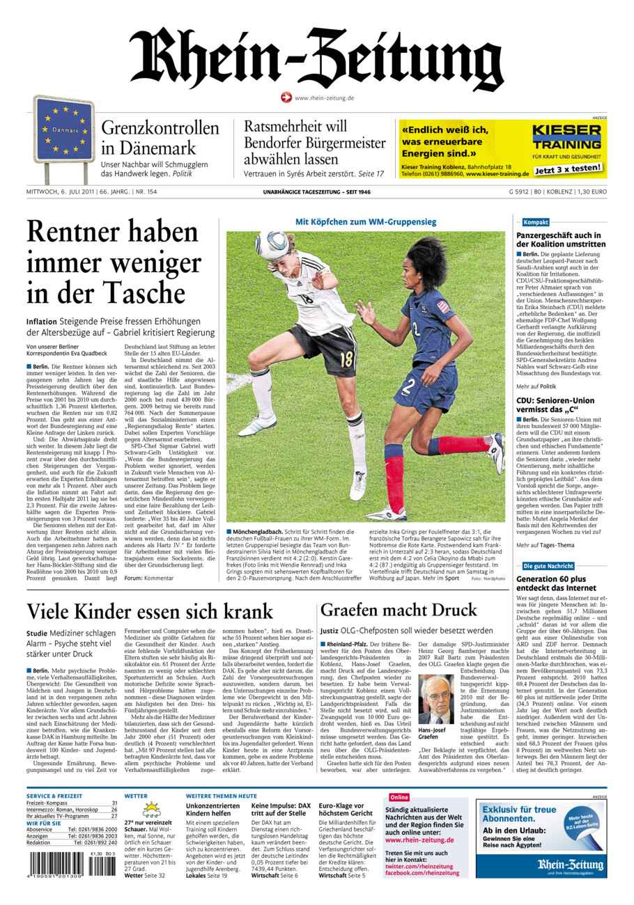 Rhein-Zeitung Koblenz & Region vom Mittwoch, 06.07.2011